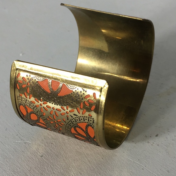 Vintage Jewelry Vintage Brass Orange Cuff Bracelet Poshmark